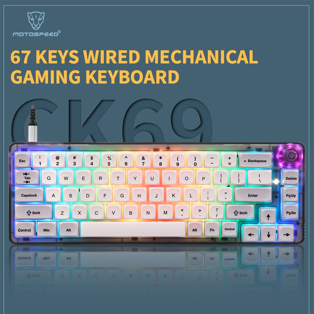 Mototspeed CK69 Mechanical Gaming Keyboard USB Wired Hot Swap 67 keys RGB Backlight Red Switch For PC Laptop Computer Gamer