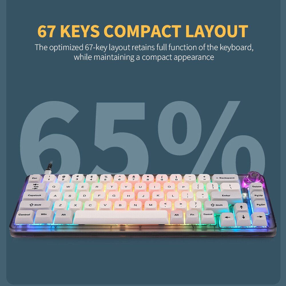 Mototspeed CK69 Mechanical Gaming Keyboard USB Wired Hot Swap 67 keys RGB Backlight Red Switch For PC Laptop Computer Gamer